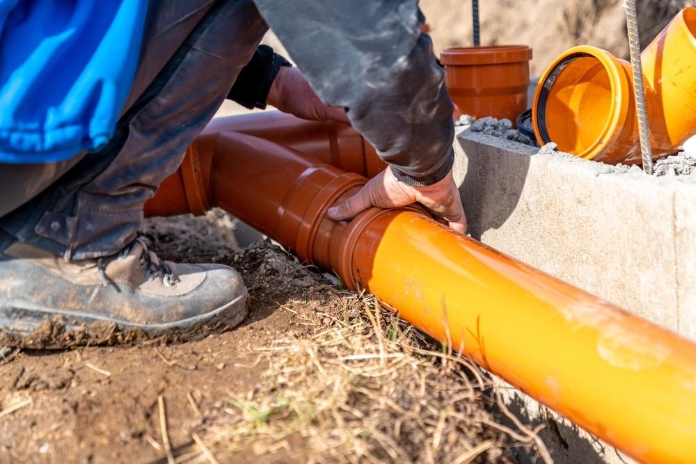 repairing a sewer line